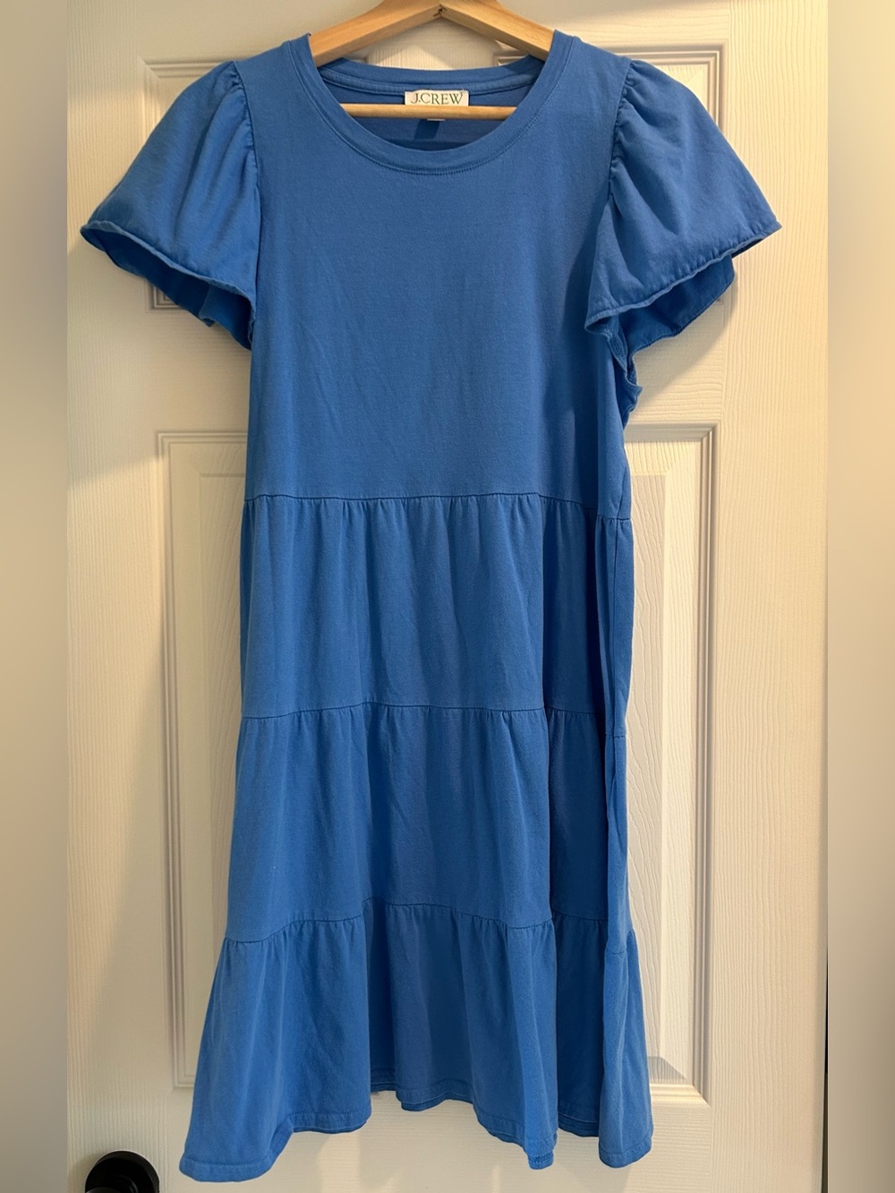 J.Crew Flutter Sleeve Tiered Cotton Dress